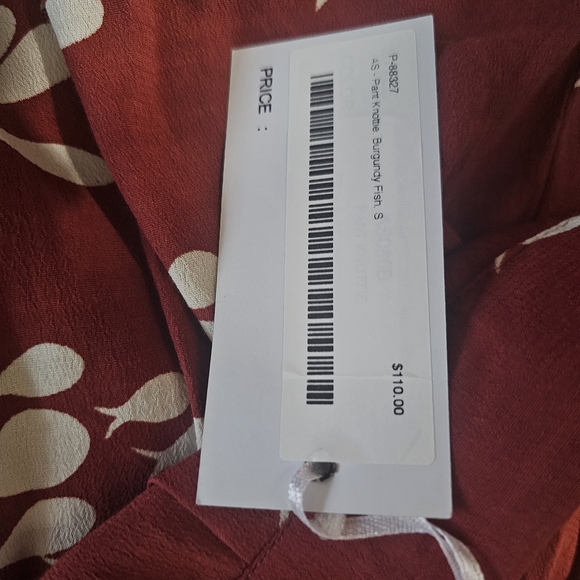 Ava Sky Maroon Wide Leg Pants with White Fish Print - Picture 5 of 7